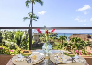 A gorgeous view of the ocean as seen from one of many Maui resorts and vacation rentals near Lahaina.